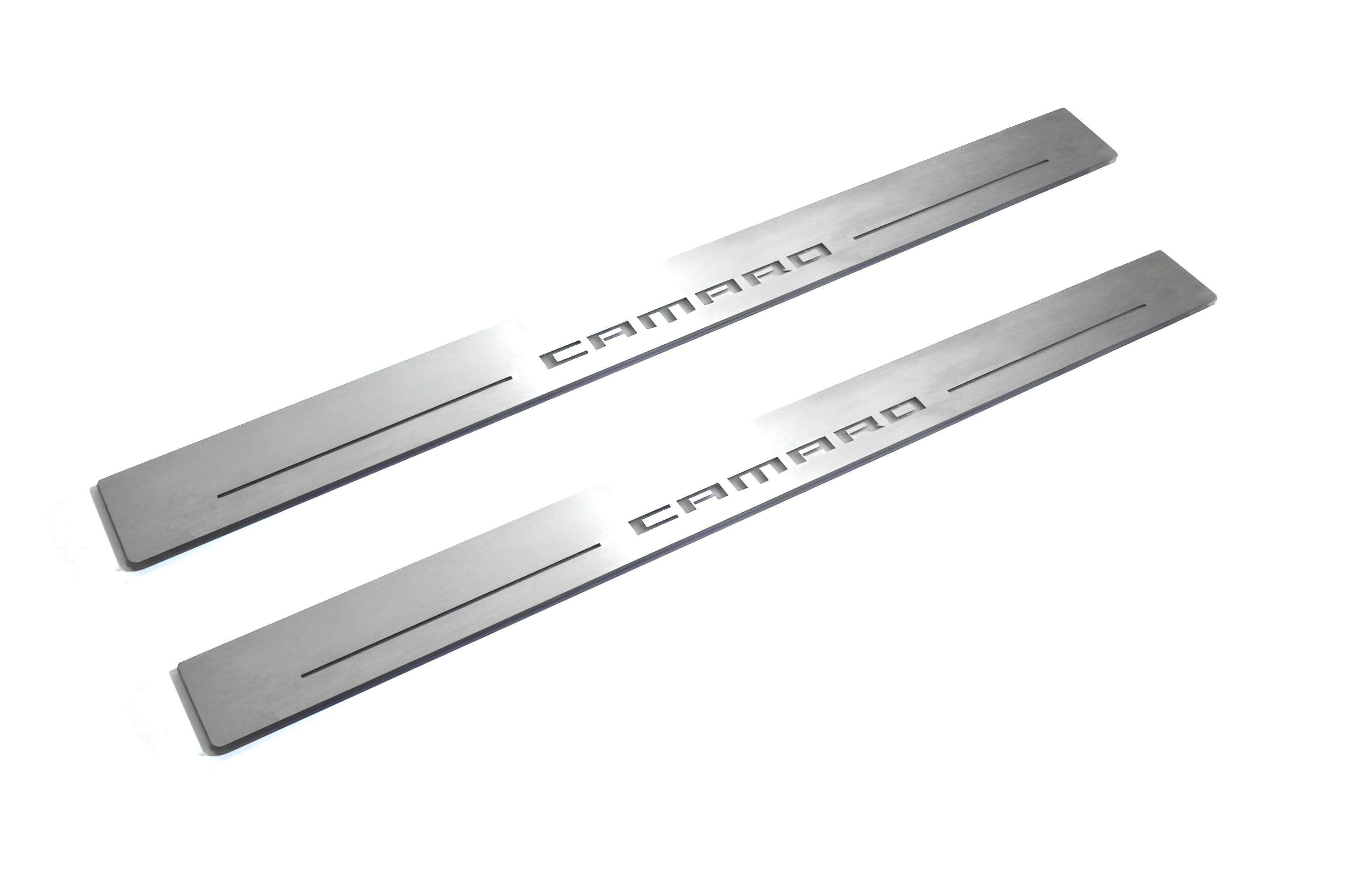 Illuminated LED Door Sill Tread Plates Chevrolet Camaro VI 2016-2024 With Camaro Logo Chevrolet Led Door Sills opdesign