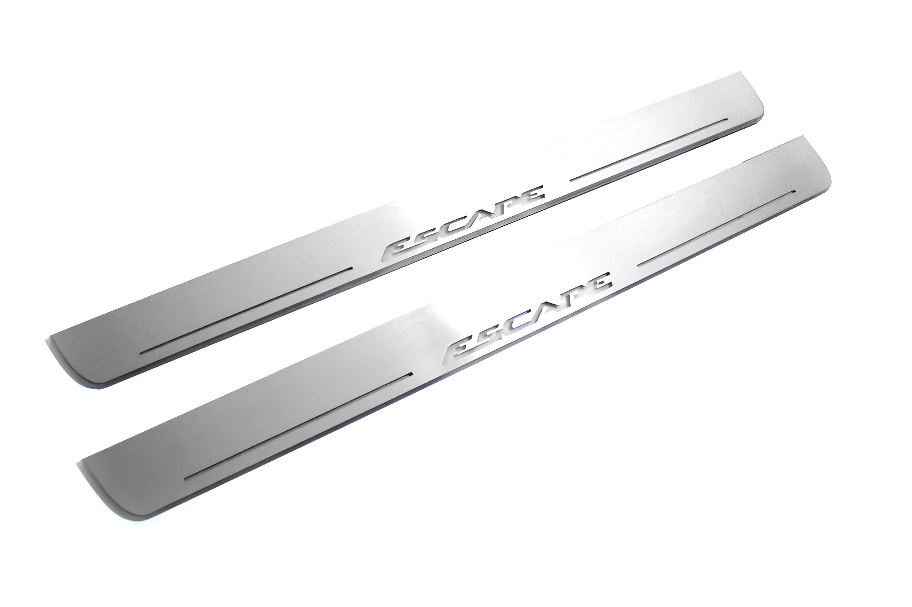 Illuminated LED Door Sill Tread Plates Ford Escape III 2013-2019 With Escape Logo Ford Led Door Sills opdesign