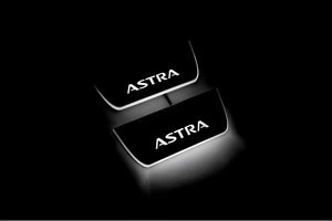 Illuminated LED Door Sill Tread Plates Opel Astra J 2009-2015 With Astra Logo Opel Led Door Sills opdesign