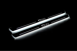 Illuminated LED Door Sill Tread Plates Fiat 500 2007+ With 500 Logo Fiat Led Door Sills opdesign