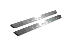 Illuminated LED Door Sill Tread Plates GMC Terrain II 2018+ With GMC DENALI Logo GMC Led Door Sills opdesign
