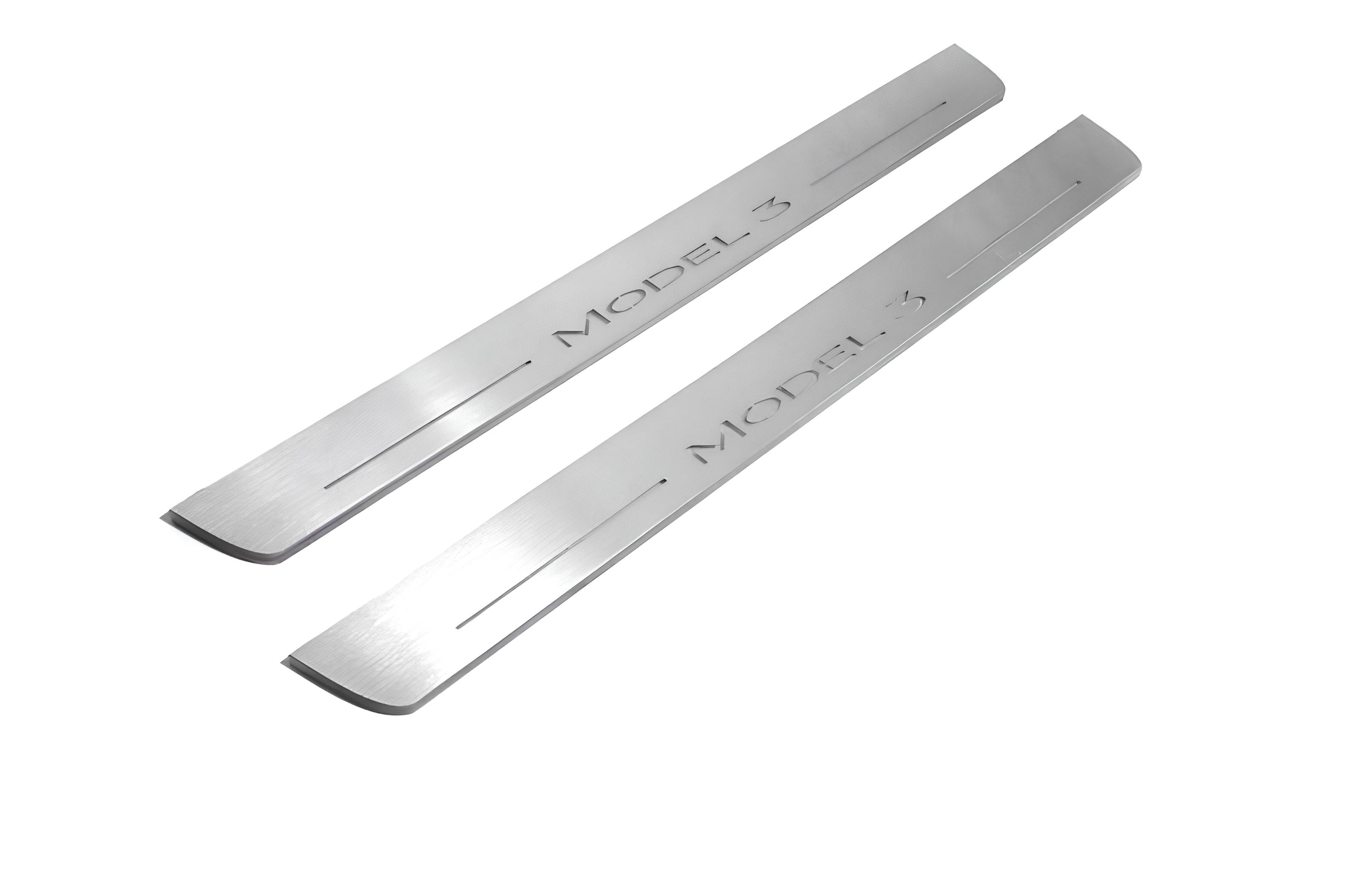 Illuminated LED Door Sill Tread Plates Tesla Model 3 2017+ With Model 3 Logo Tesla Led Door Sills opdesign