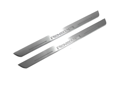 Jeep Renegade BU 2014–Present — Stainless Steel LED Door Sills — Renegade Logo
