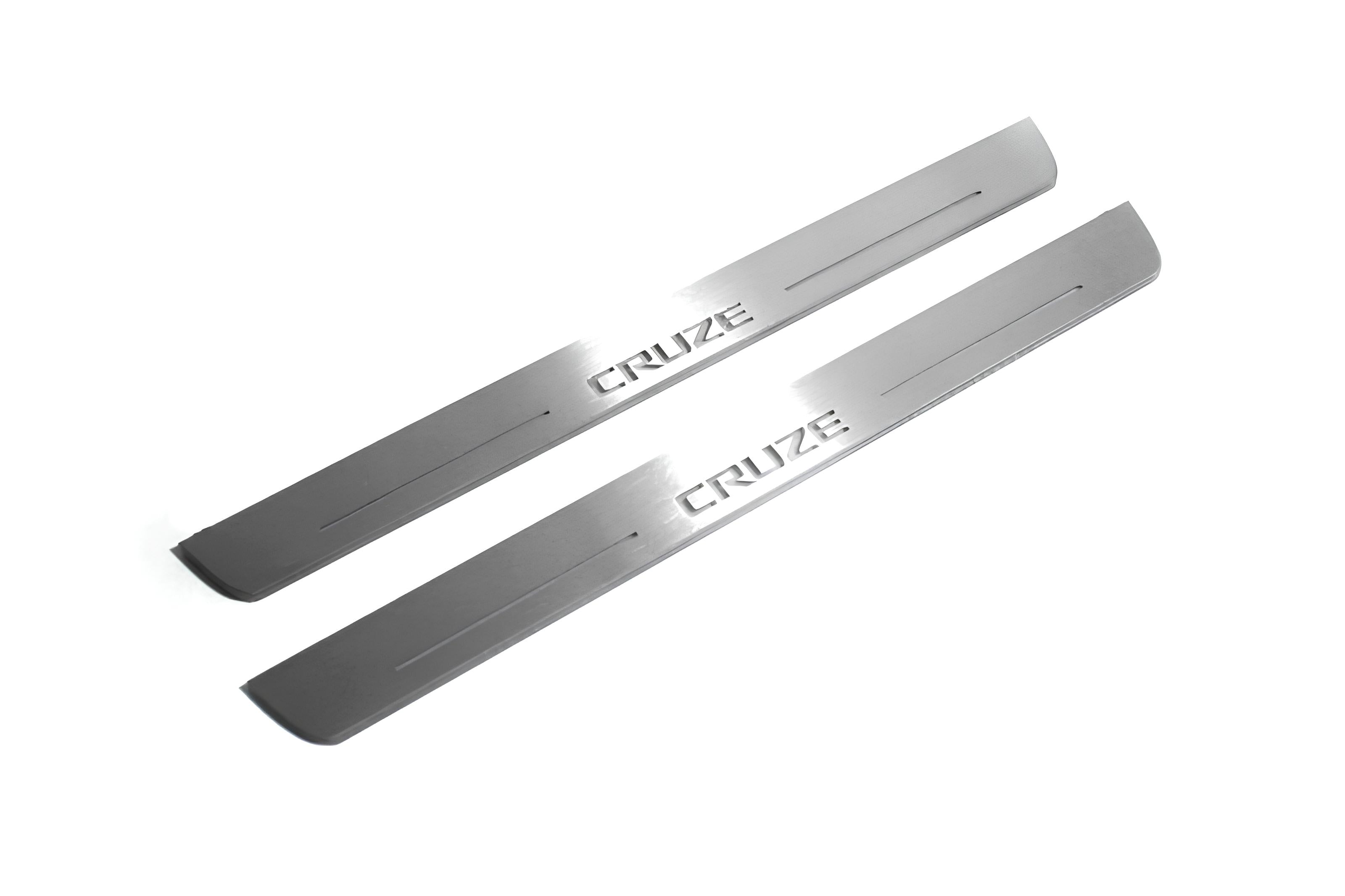 Illuminated LED Door Sill Tread Plates Chevrolet Cruze I 2008-2016 With Cruze Logo Chevrolet Led Door Sills opdesign