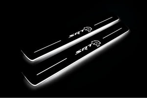Illuminated LED Door Sill Tread Plates Dodge Durango III 2011+ With SRT Hellcat Logo Dodge Led Door Sills opdesign