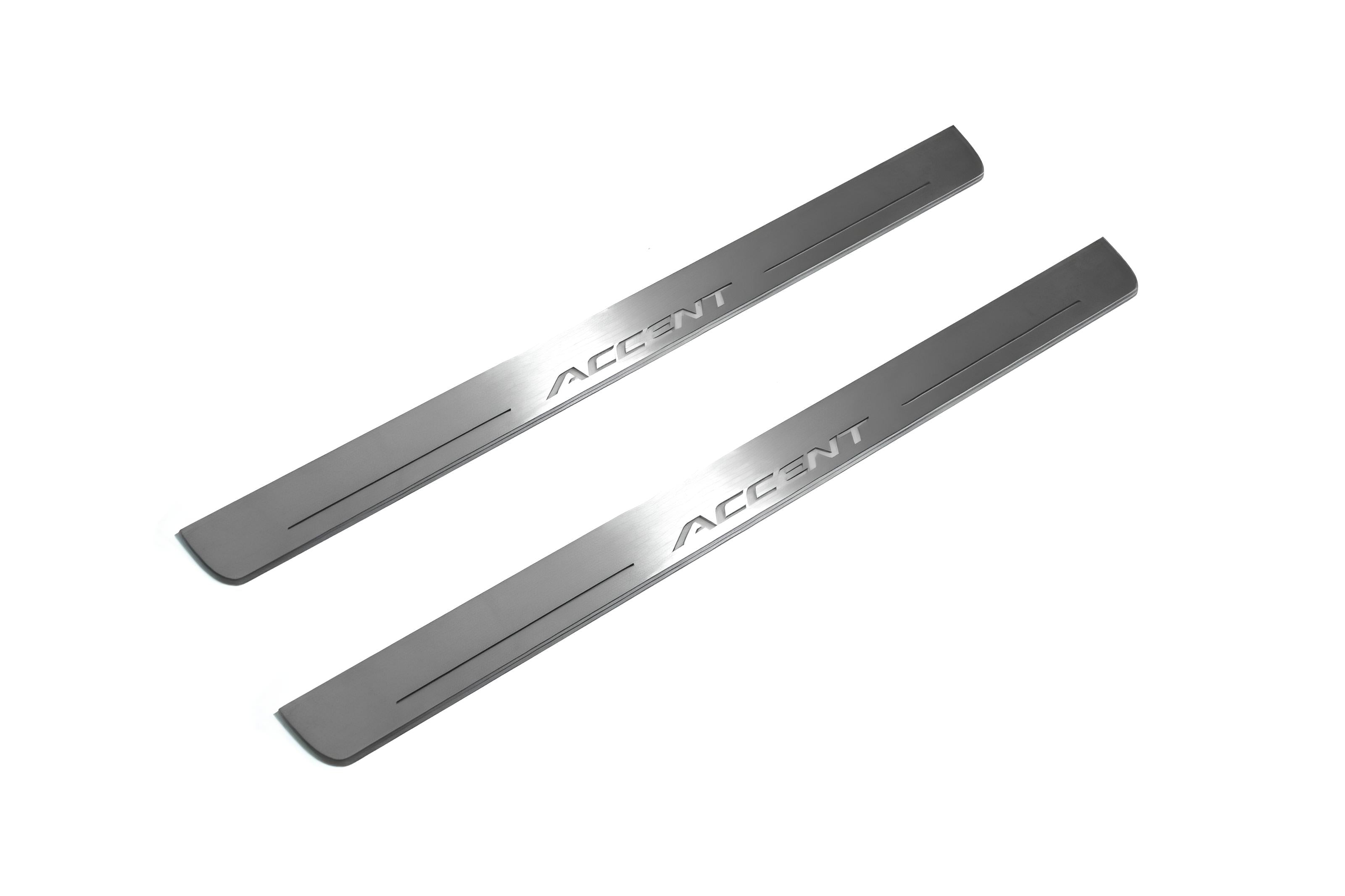 Illuminated LED Door Sill Tread Plates Hyundai Accent 2017+ With Accent Logo Hyundai Led Door Sills opdesign