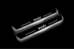 Illuminated LED Door Sill Tread Plates Skoda Yeti 2009-2017 With Yeti Logo Skoda Led Door Sills opdesign