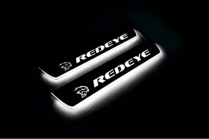 Illuminated LED Door Sill Tread Plates Dodge Charger 2023+ With Hellcat REDEYE Logo Dodge Led Door Sills opdesign
