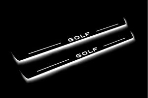 Illuminated LED Door Sill Tread Plates Volkswagen Golf VIII 2020+ With Golf Logo Volkswagen Led Door Sills opdesign
