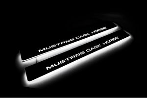 Illuminated LED Door Sill Tread Plates Ford Mustang VII 2023+ With Mustang Dark Horse Logo Ford Led Door Sills opdesign