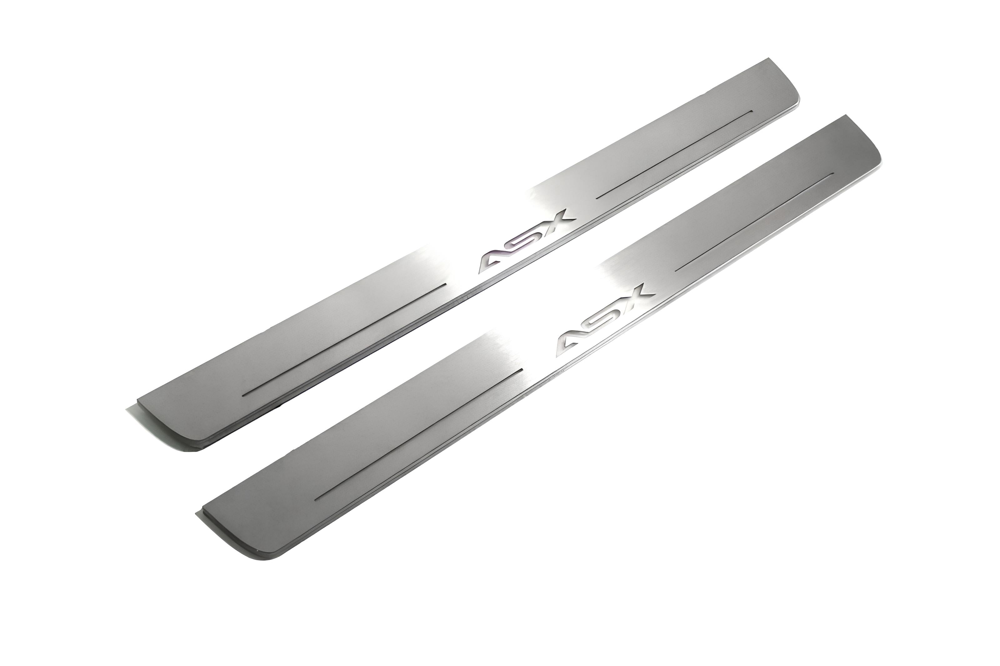 Illuminated LED Door Sill Tread Plates Mitsubishi ASX I 2010-2023 With ASX Logo Mitsubishi Led Door Sills opdesign