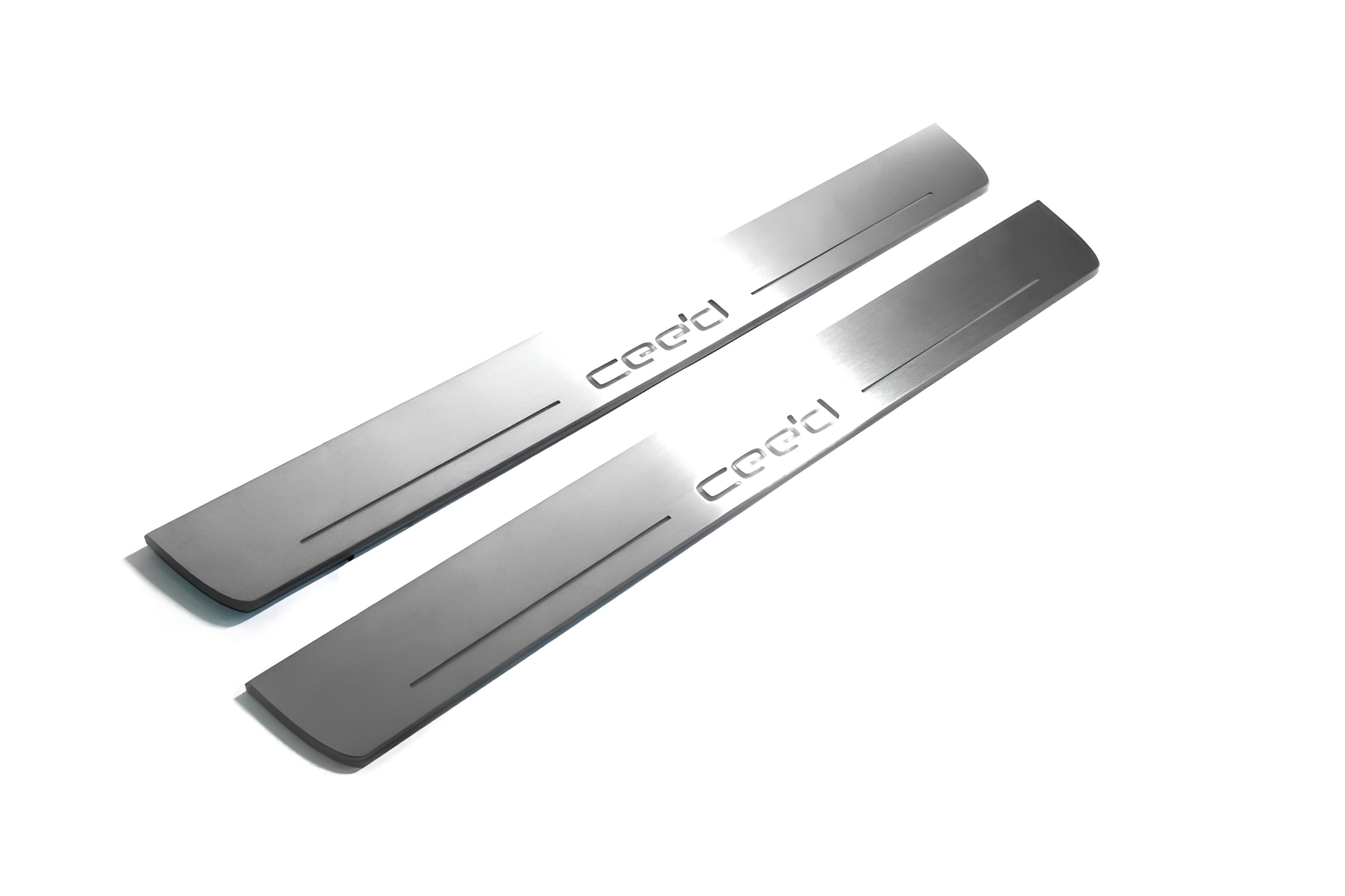 Illuminated LED Door Sill Tread Plates KIA Ceed II 2012-2018 With Cee`d Logo KIA Led Door Sills opdesign