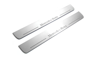Illuminated LED Door Sill Tread Plates Mercedes ML W164 2005-2011 With Mercedes-Benz Logo Mercedes Led Door Sills opdesign