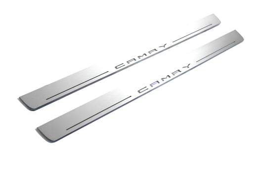 Toyota Camry Sedan XV70 2017–2024 — Stainless Steel LED Door Sills — Camry Logo
