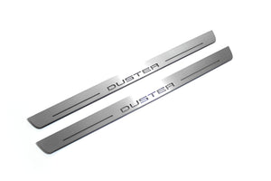 Illuminated LED Door Sill Tread Plates Renault Duster I 2010-2018 With Duster Logo Renault Led Door Sills opdesign