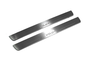 Illuminated LED Door Sill Tread Plates Honda Pilot II 2008-2015 With Pilot Logo Honda Led Door Sills opdesign