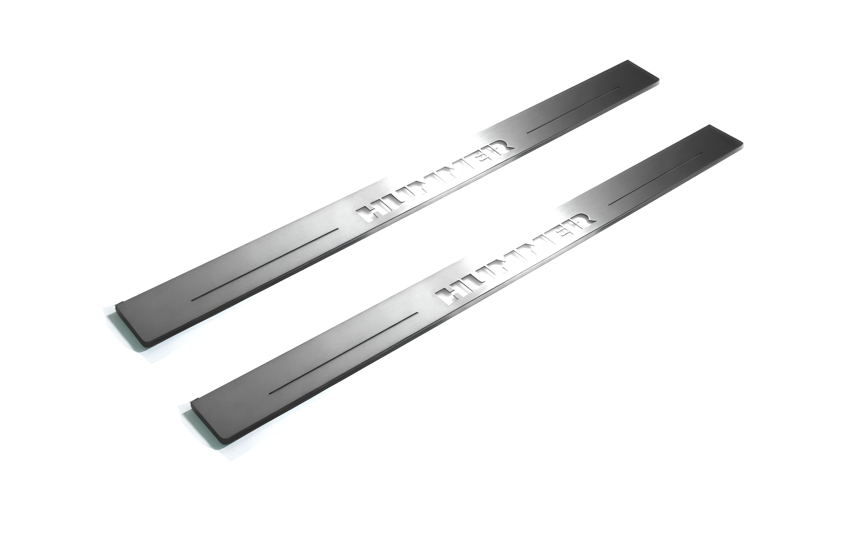 Illuminated LED Door Sill Tread Plates Hummer H2 2002-2009 With Hummer Logo Hummer Led Door Sills opdesign