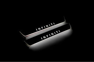 Illuminated LED Door Sill Tread Plates Infiniti QX60 I 2013-2021 With Infiniti Logo Infiniti Led Door Sills opdesign