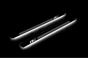 Illuminated LED Door Sill Tread Plates Volkswagen Passat B7 USA 2011-2019 With R-Line Logo Volkswagen Led Door Sills opdesign