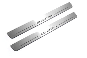 Illuminated LED Door Sill Tread Plates Hyundai Elantra V (MD) 2011-2016 With Elantra Logo Hyundai Led Door Sills opdesign