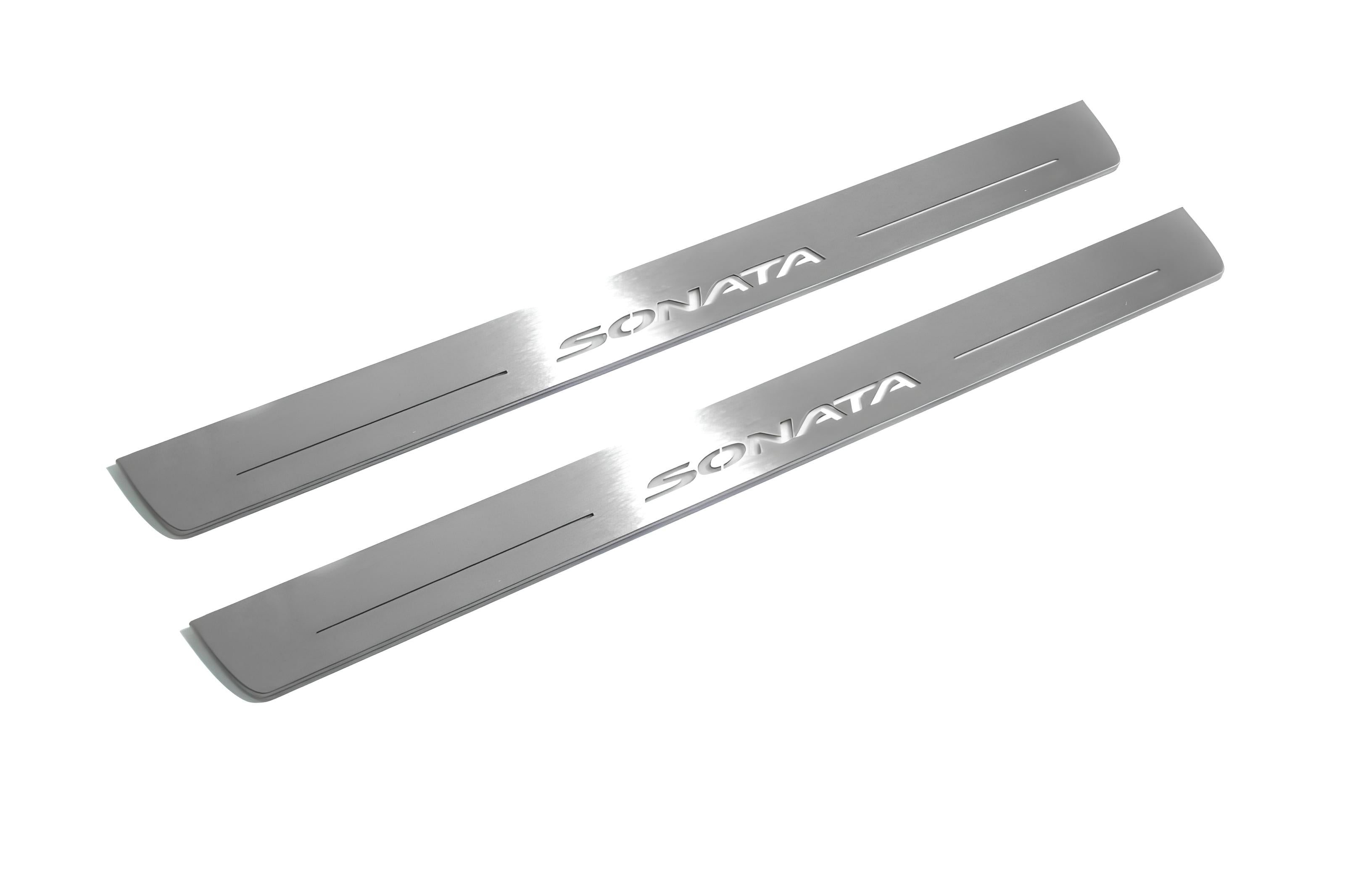 Illuminated LED Door Sill Tread Plates Hyundai Sonata VIII 2020+ With Sonata Logo Hyundai Led Door Sills opdesign