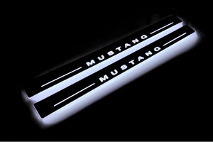 Illuminated LED Door Sill Tread Plates Ford Mustang V 2005-2015 With Mustang Logo Ford Led Door Sills opdesign