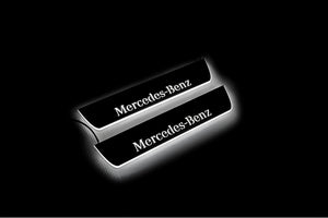 Illuminated LED Door Sill Tread Plates Mercedes ML W166 2011-2015 With Mercedes-Benz Logo Mercedes Led Door Sills opdesign