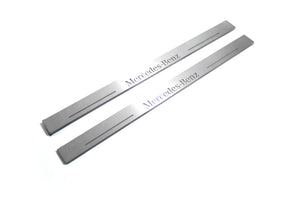 Illuminated LED Door Sill Tread Plates Mercedes E W124 1985-1996 With Mercedes-Benz Logo Mercedes Led Door Sills opdesign