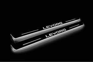 Illuminated LED Door Sill Tread Plates Subaru Levorg I 2014-2020 With Levorg Logo Subaru Led Door Sills opdesign