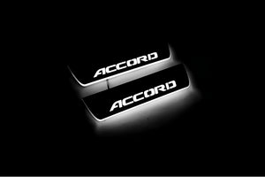 Illuminated LED Door Sill Tread Plates Honda Accord X 2018-2023 With Accord Logo Honda Led Door Sills opdesign