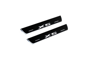 Illuminated LED Door Sill Tread Plates BMW X5 E70 2006-2013 With X5 Logo BMW Led Door Sills opdesign