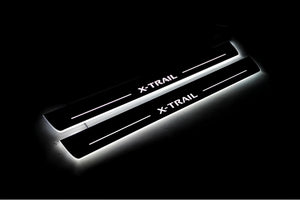 Illuminated LED Door Sill Tread Plates Nissan X-Trail T32 2014+ With X-Trail Logo Nissan Led Door Sills opdesign