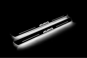 Illuminated LED Door Sill Tread Plates Toyota Auris II 2013-2018 With Auris Logo Toyota Led Door Sills opdesign