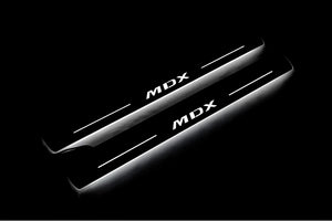 Illuminated LED Door Sill Tread Plates Acura MDX II 2006-2013 With MDX Logo Acura Led Door Sills opdesign