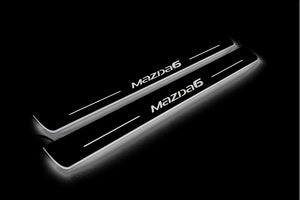 Illuminated LED Door Sill Tread Plates Mazda 6 III 2012-2024 With Mazda 6 Logo Mazda Led Door Sills opdesign