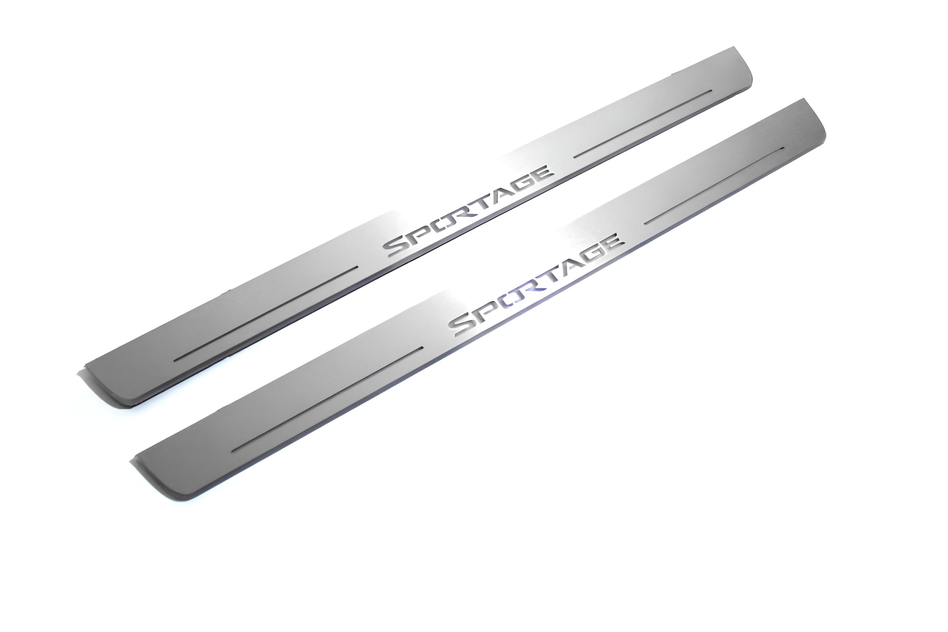 Illuminated LED Door Sill Tread Plates Kia Sportage IV 2015-2022 With Sportage Logo KIA Led Door Sills opdesign
