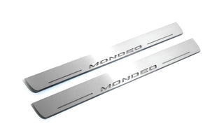 Illuminated LED Door Sill Tread Plates Ford Mondeo V 2014+ With Mondeo Logo Ford Led Door Sills opdesign
