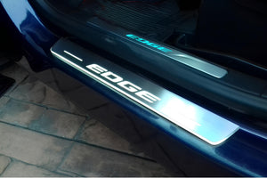 Illuminated LED Door Sill Tread Plates Ford Edge II 2015+ With ММММ Logo Ford Led Door Sills opdesign