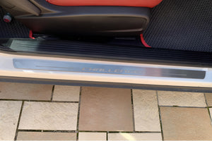 Illuminated LED Door Sill Tread Plates Dodge Challenger 2008-2023 With Challenger Logo Dodge Led Door Sills opdesign