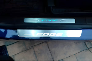 Illuminated LED Door Sill Tread Plates Ford Edge II 2015+ With ММММ Logo Ford Led Door Sills opdesign