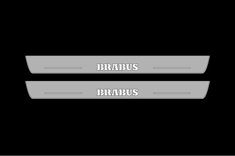 Illuminated LED Door Sill Tread Plates Mercedes ML W166 2011-2015 With Brabus Logo Mercedes Led Door Sills decoinfabric