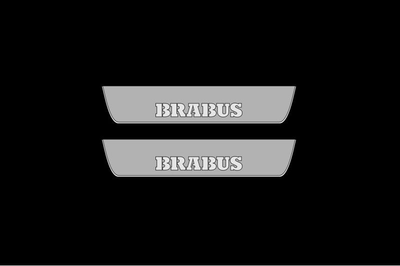 Illuminated LED Door Sill Tread Plates Mercedes ML W166 2011-2015 With Brabus Logo Mercedes Led Door Sills decoinfabric