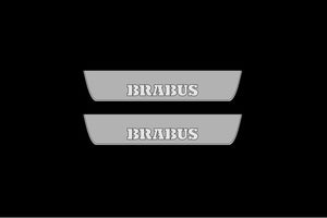 Illuminated LED Door Sill Tread Plates Mercedes GLE I 2015-2019 With Brabus Logo Mercedes Led Door Sills decoinfabric