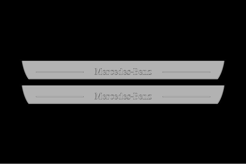 Illuminated LED Door Sill Tread Plates Mercedes SLK-Class R171 2004-2011 With Mercedes-Benz Logo Mercedes Led Door Sills opdesign