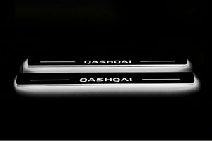 Illuminated LED Door Sill Tread Plates Nissan Qashqai III 2021+ With Qashqai Logo Nissan Led Door Sills opdesign