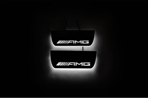 Illuminated LED Door Sill Tread Plates Mercedes ML W164 2005-2011 With AMG Logo Mercedes Led Door Sills opdesign