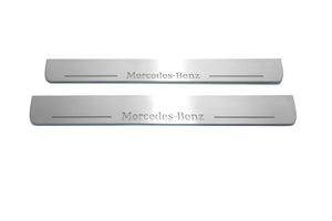Illuminated LED Door Sill Tread Plates Mercedes ML W164 2005-2011 With Mercedes-Benz Logo Mercedes Led Door Sills opdesign