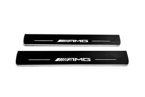 Mercedes E W213 2016-2023 LED Door Sills Illuminated Scuff AMG Logo Stainless Steel Entry Guards Door Sills opdesign