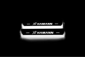 Illuminated LED Door Sill Tread Plates BMW X6 E71 2008-2015 With HAMANN Logo BMW Led Door Sills opdesign