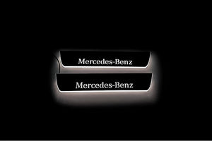 Illuminated LED Door Sill Tread Plates Mercedes ML W166 2011-2015 With Mercedes-Benz Logo Mercedes Led Door Sills opdesign